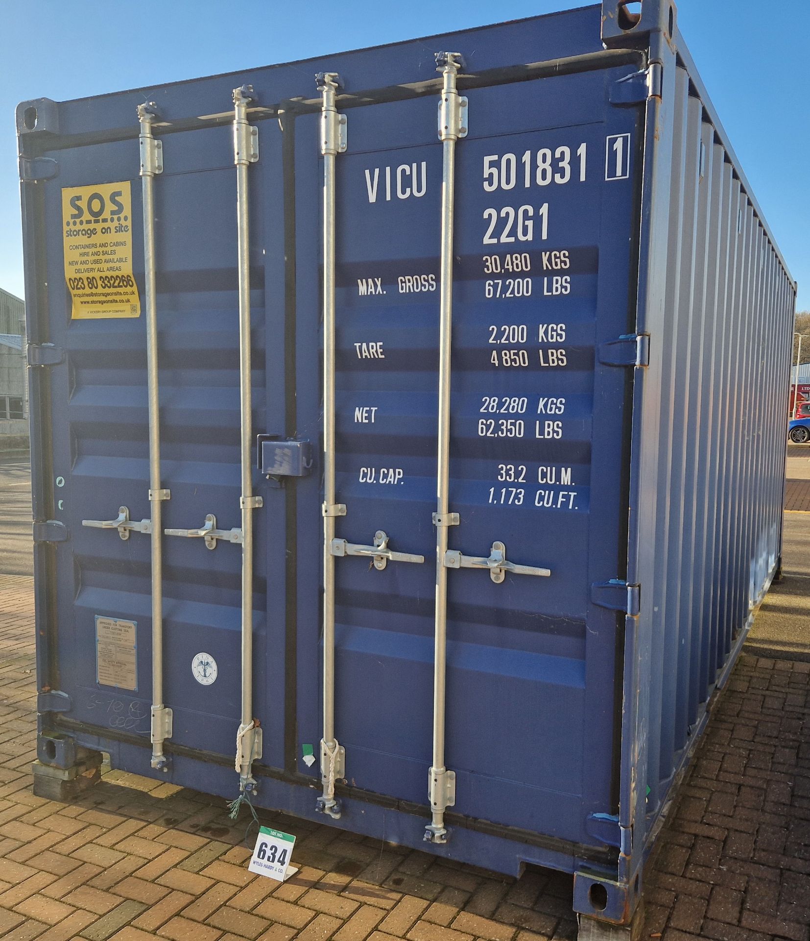 One Blue Steel 20ft Shipping Container