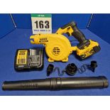 One DEWALT DCV 100 Type 1 18V 3-Speed Electric Leaf Blower with One Battery and Charger and 2-