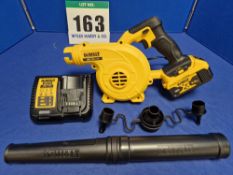 One DEWALT DCV 100 Type 1 18V 3-Speed Electric Leaf Blower with One Battery and Charger and 2-