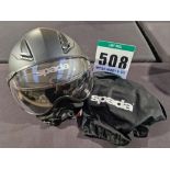 A SPADA Open Face Helmet with Drop Down Visor, Size L (59-60cm), ECE R22-5 with Storage Bag