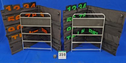 One Pair of BG RACING Pit Boards in Fabric Storage and Carry Cases with A FASTIME 21 Digital Stop