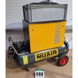 One NUAIR 3.0Hp Silent Cabinet Enclosed Air Compressor on A Wheeled 100-Litre Horizontal Welded