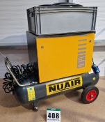 One NUAIR 3.0Hp Silent Cabinet Enclosed Air Compressor on A Wheeled 100-Litre Horizontal Welded