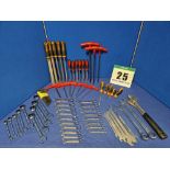 One Set of Various Hand Tools comprising:- Six Thin Double Ended Spanners - 6 and 7mm/ 8 and 9mm/