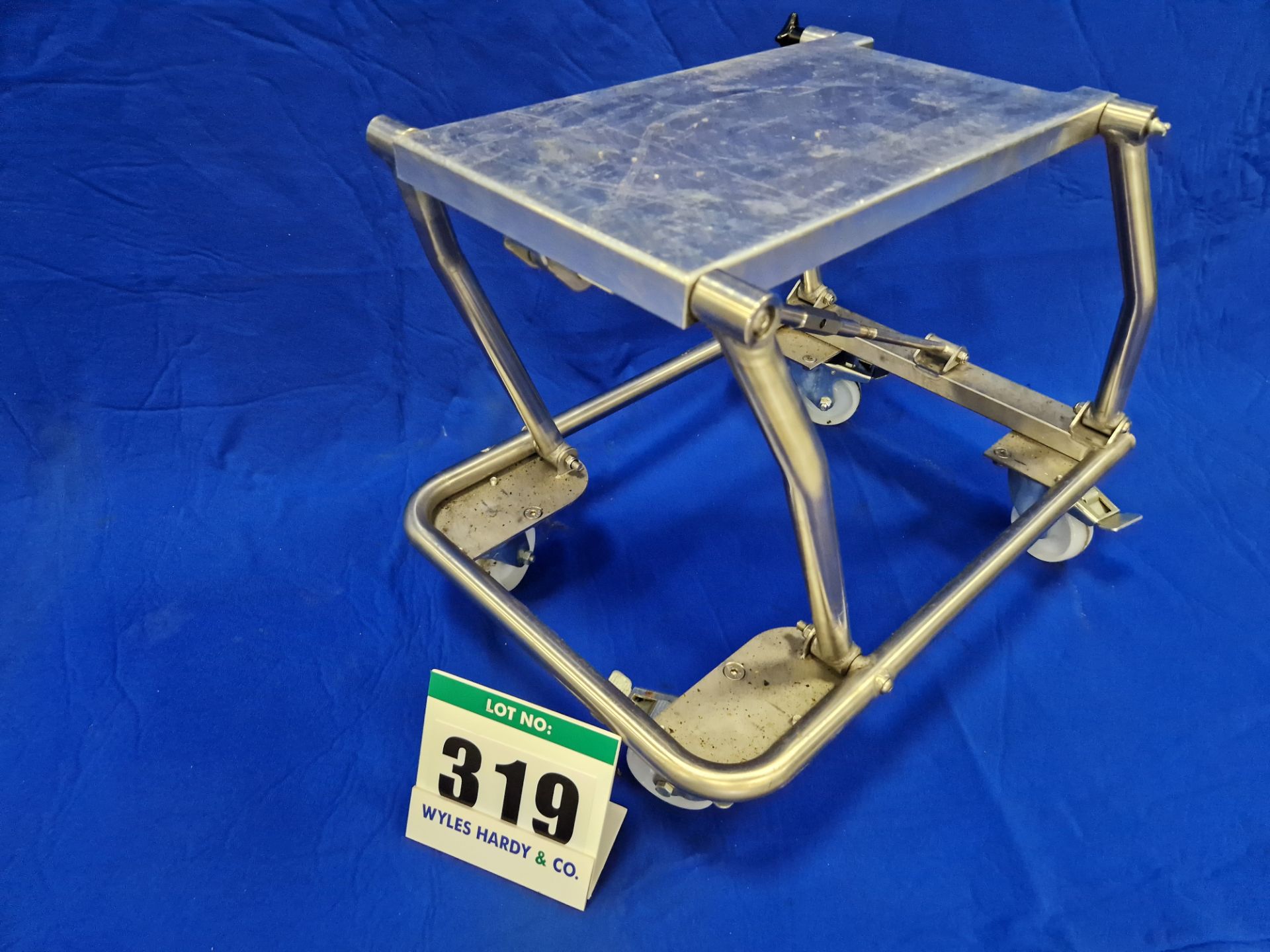 One Folding Stainless Steel Framed Castor mounted Engine/Gearbox Stand