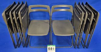 Ten IKEA Nisse Steel Framed Folding Plastic Chairs