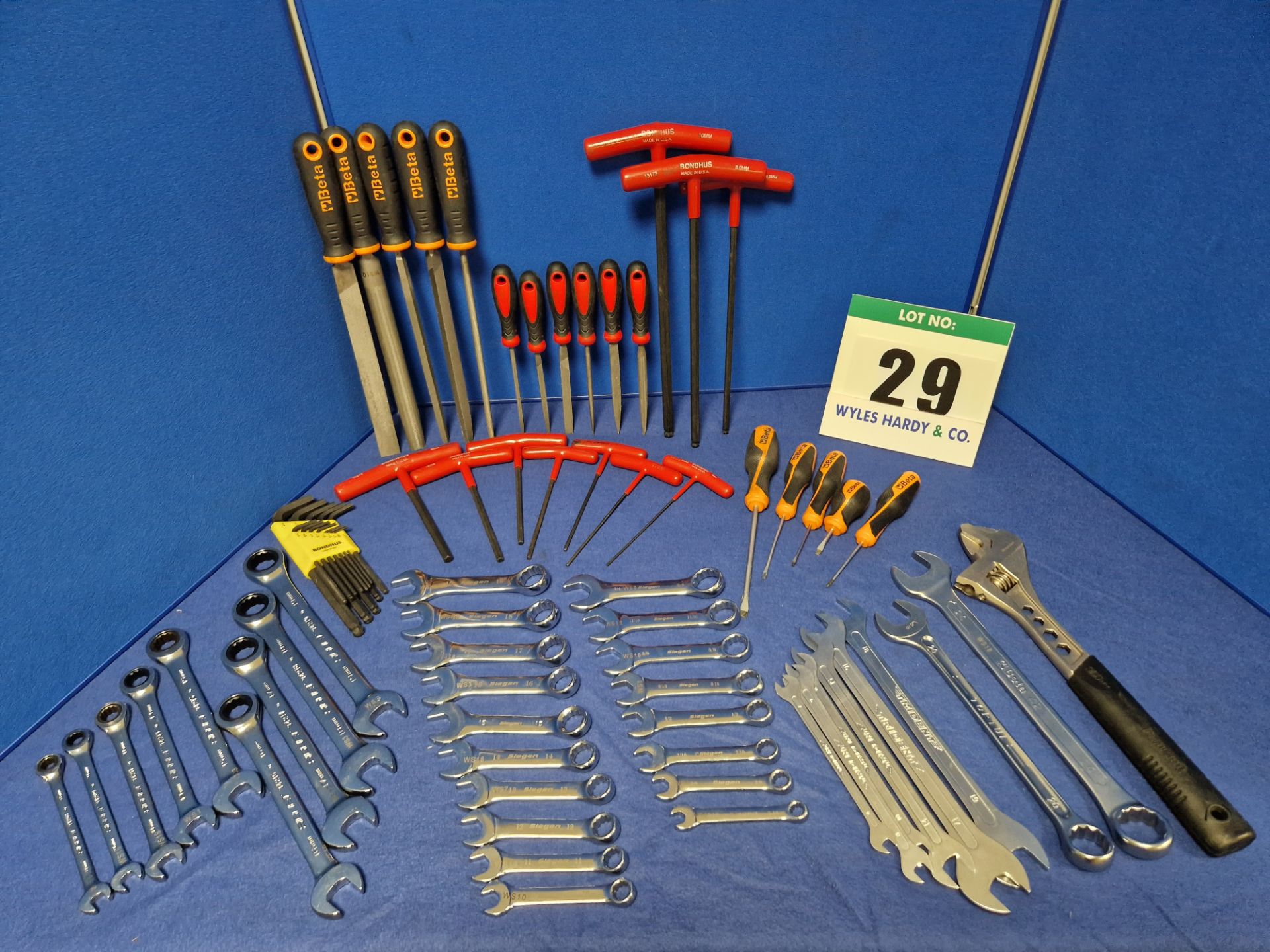 One Set of Various Hand Tools comprising:- Six Thin Double Ended Spanners - 6 and 7mm/ 8 and 9mm/