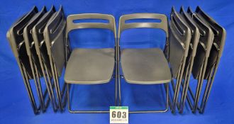 Ten IKEA Nisse Steel Framed Folding Plastic Chairs