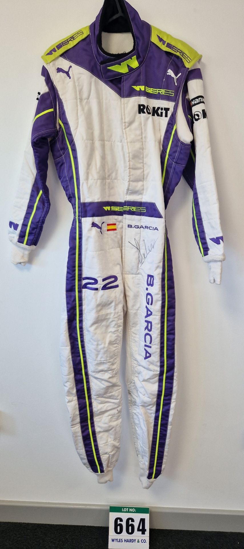 One PUMA FIA approved Race Suit (Size - Made to Measure) worn by Belen Garcia and signed by her with