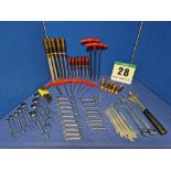One Set of Various Hand Tools comprising:- Six Thin Double Ended Spanners - 6 and 7mm/ 8 and 9mm/