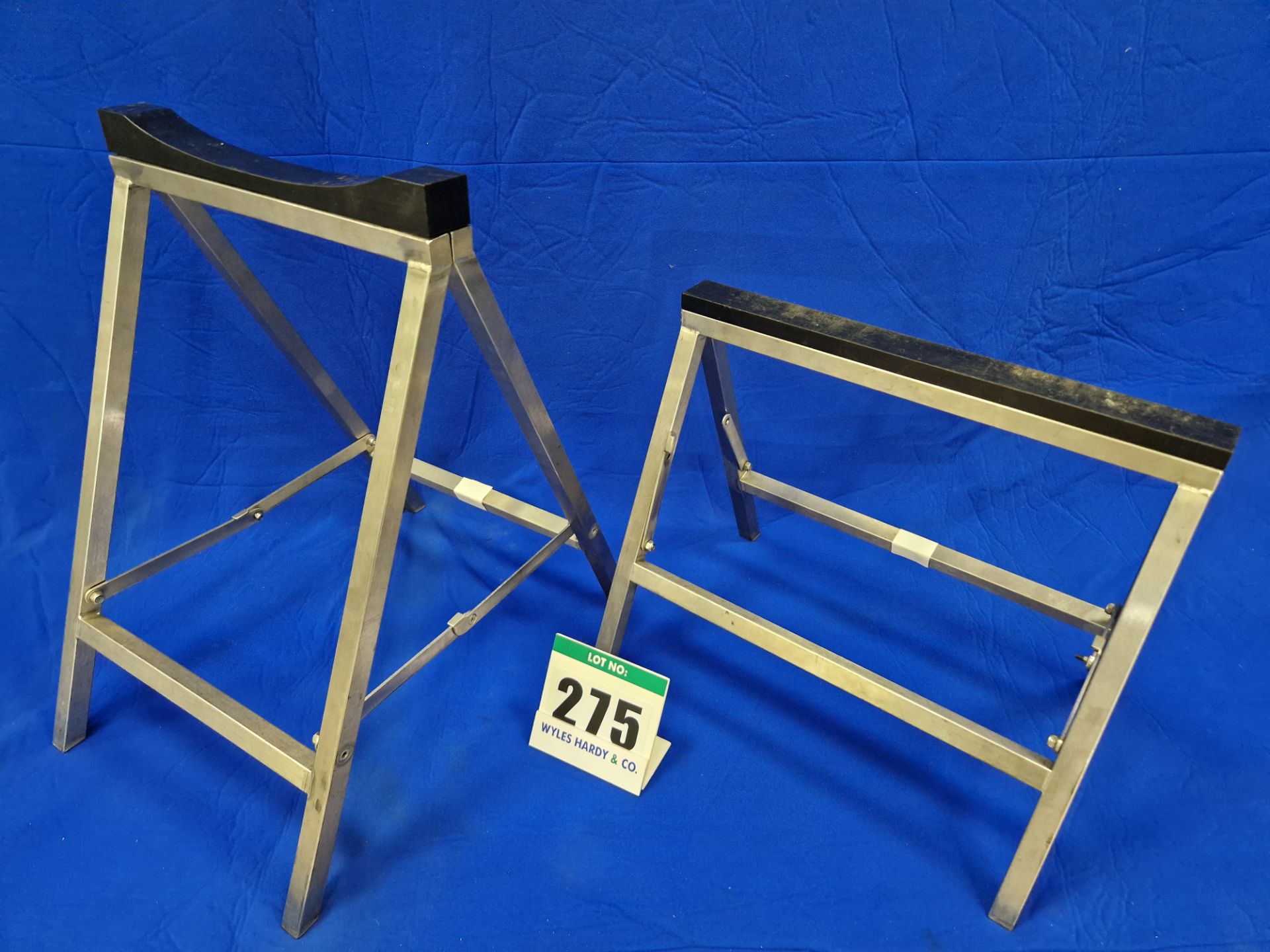 One Pair of Folding Stainless Steel Open Wheel Race Car Stands (Front and Rear)