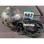 A SPADA Open Face Helmet with Drop Down Visor, Size L (59cm), ECE R22-5 with Storage Bag