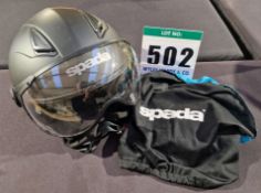 A SPADA Open Face Helmet with Drop Down Visor, Size L (59cm), ECE R22-5 with Storage Bag