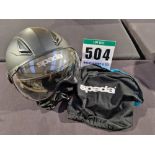 A SPADA Open Face Helmet with Drop Down Visor, Size L (59cm), ECE R22-5 with Storage Bag