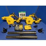 Two DEWALT DCV 100 Type 1 18V 3-Speed Leaf Blowers each with Single Battery and One Spare Battery,