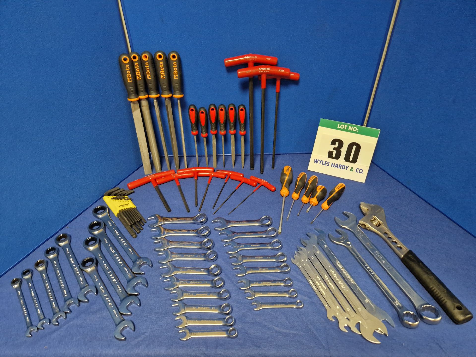 One Set of Various Hand Tools comprising:- Six Thin Double Ended Spanners - 6 and 7mm/ 8 and 9mm/