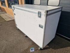 One 2280mm long x 1490mm tall x 900mm Castor mounted Flight Case containing A Quantity of Pit Garage