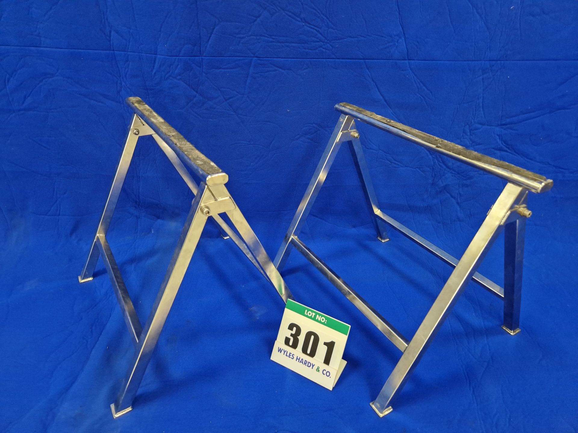 One Pair of Folding Stainless Steel Stands - 640mm tall