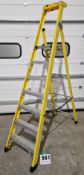 One Fibreglass 6-Tread (plus Platform) Step Ladder