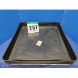 Four 70mm x 590mm x 950mm Black Plastic Drip Trays