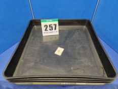 Four 70mm x 590mm x 950mm Black Plastic Drip Trays