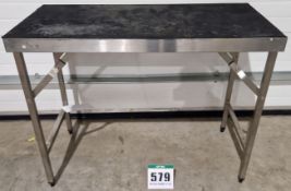 One 1200mm x 600mm Stainless Steel Folding Table with Rubber Mat covered Top Surface