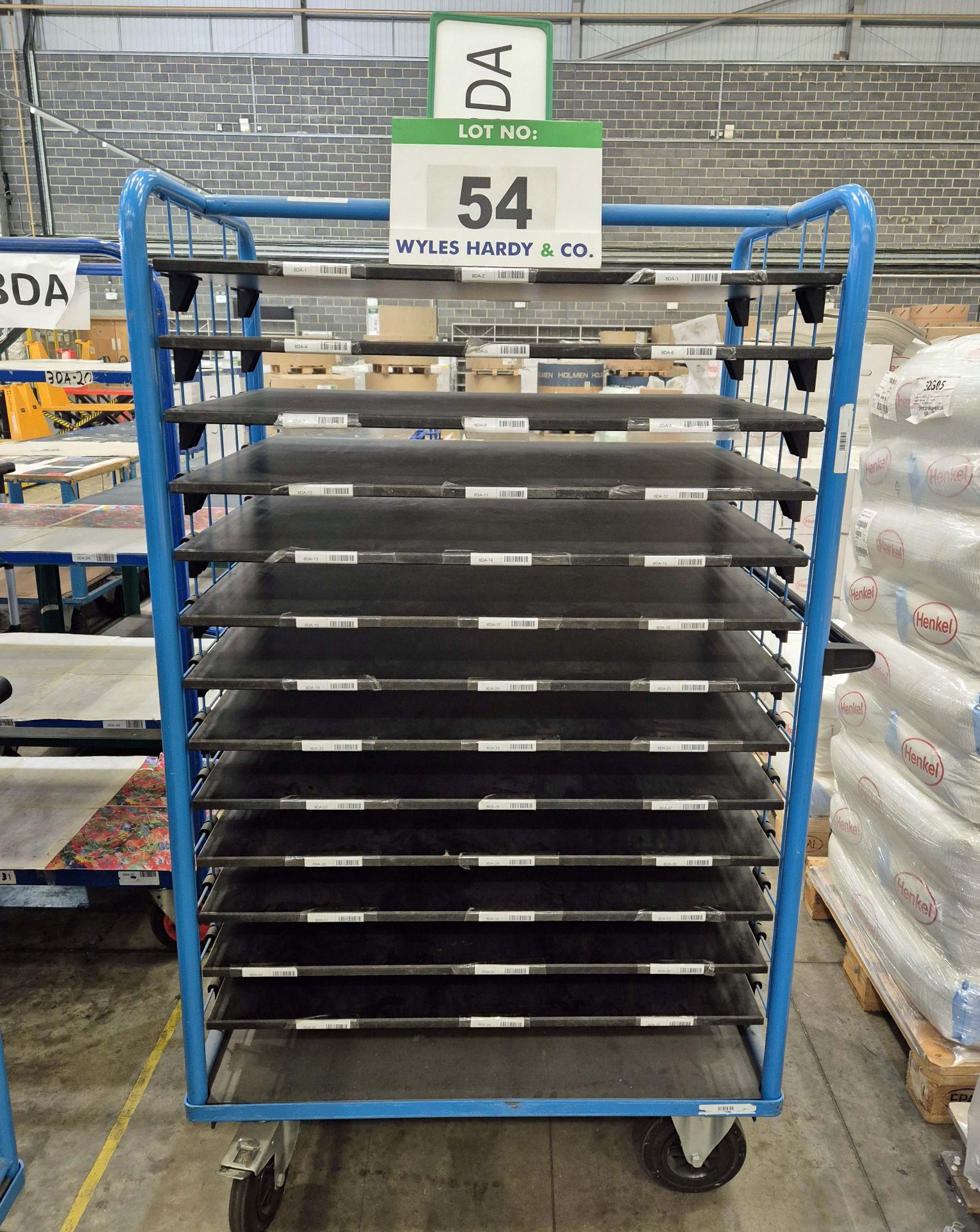 A EUROKRAFT Steel Framed Trolley, 1.8M tall x 800mm wide x 1040mm long with fitted Fourteen