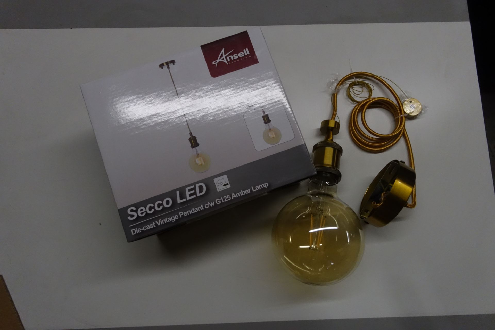 10 x ANSELL ASEC/0125/AB SECCO LED Die- Cast Vintage Pendant Fitting C/W G125 Amber Lamp Antique