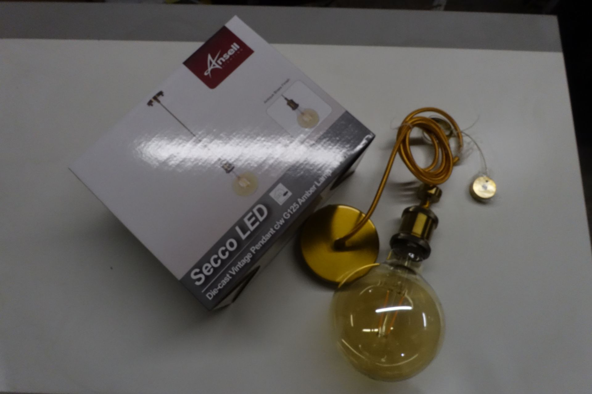 10 x ANSELL ASEC/0125/AB SECCO LED Die- Cast Vintage Pendant Fitting C/W G125 Amber Lamp Antique