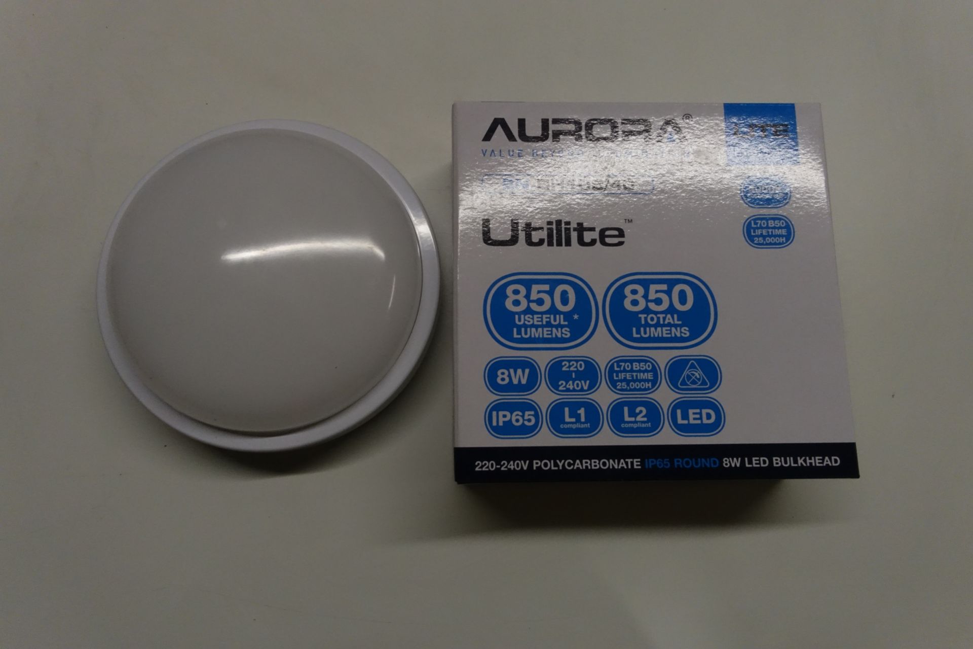 10 x AURORA EN-BH108/40 8W LED Small Bulkheads 4000K IP65 White Finish