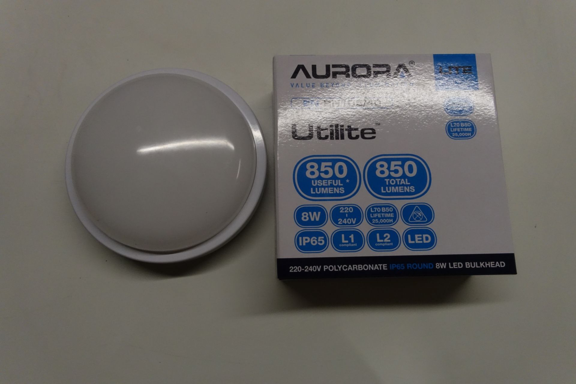 10 x AURORA EN-BH108/40 8W LED Small Bulkheads 4000K IP65 White Finish