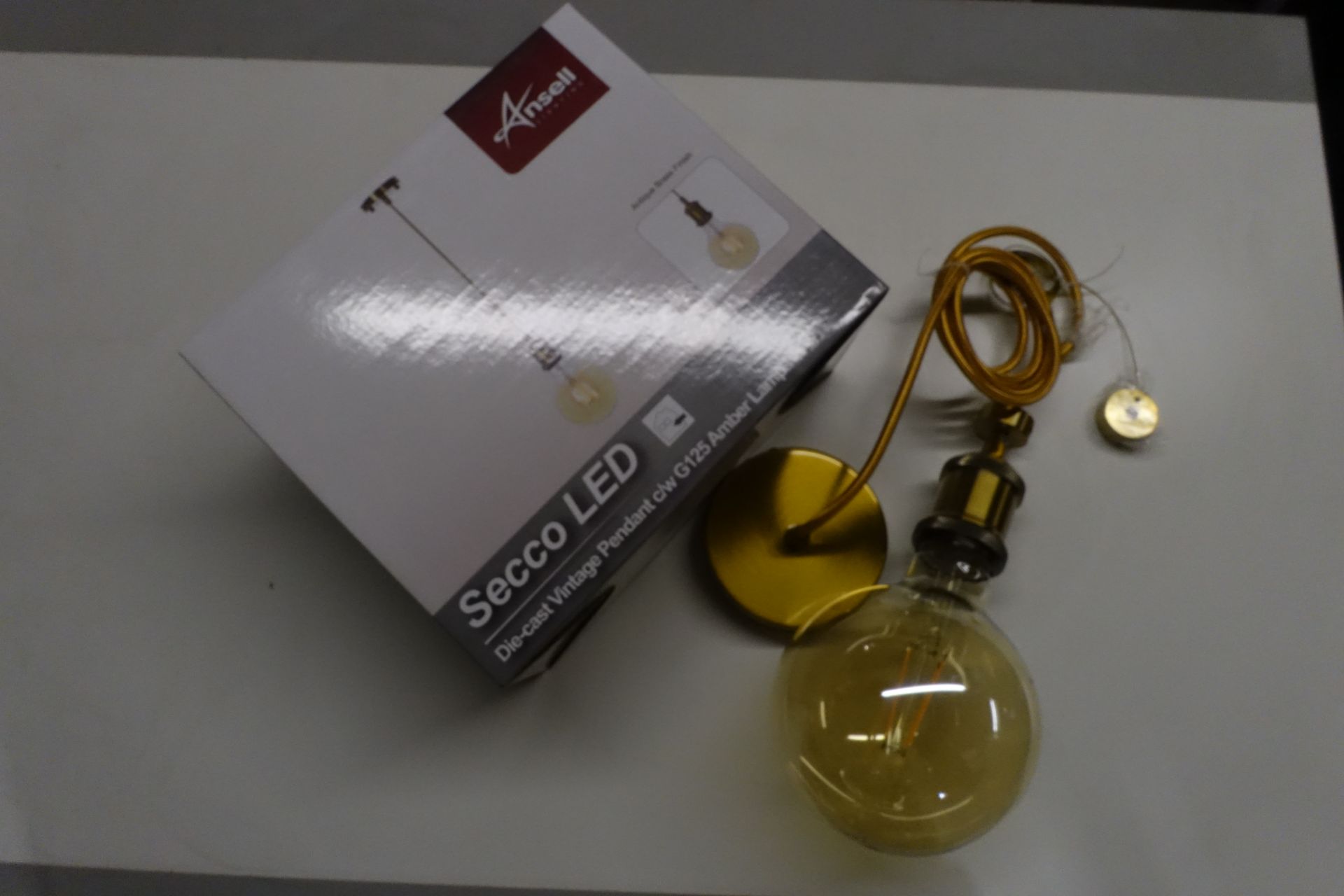 10 x ANSELL ASEC/0125/AB SECCO LED Die- Cast Vintage Pendant Fitting C/W G125 Amber Lamp Antique