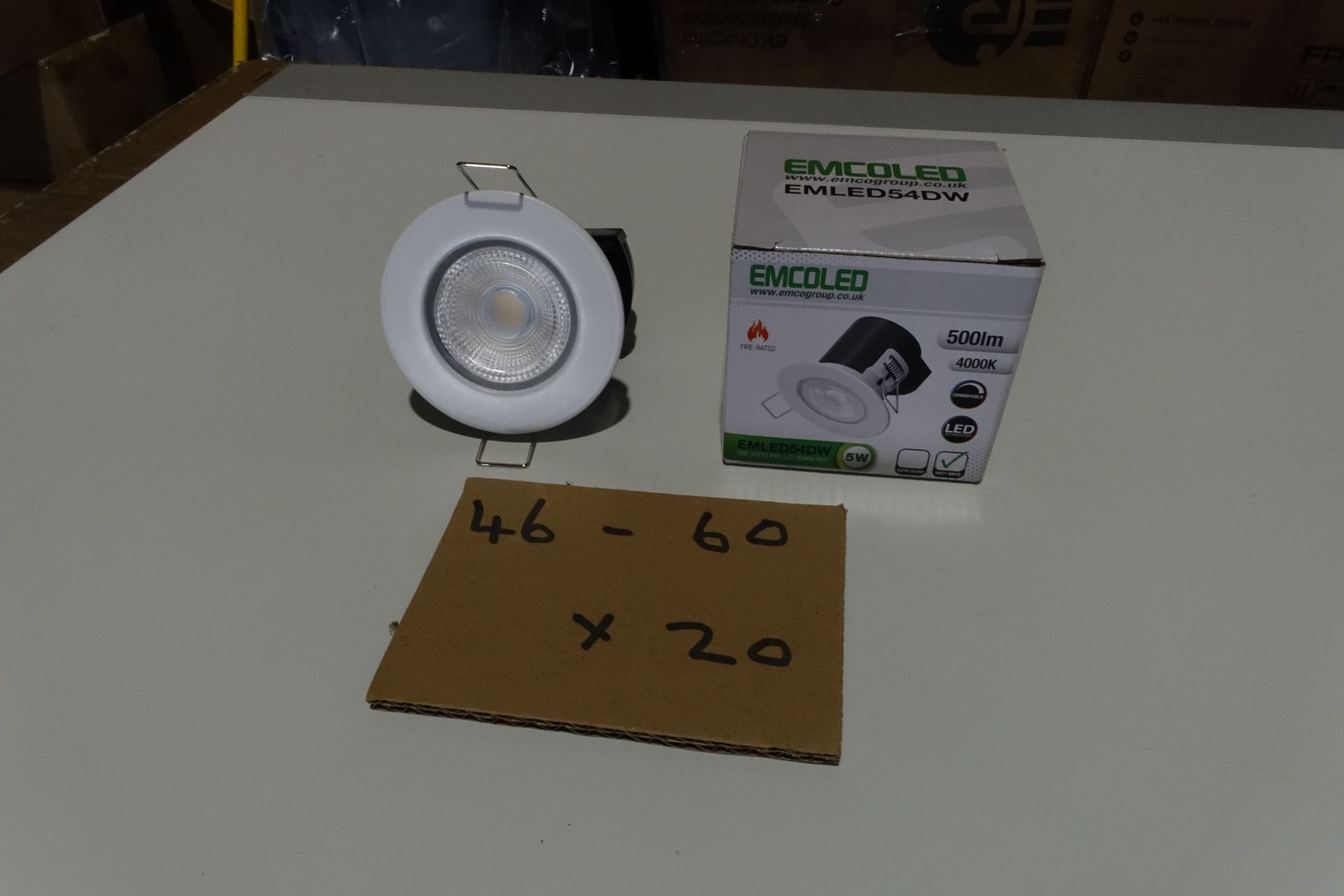 20 x EMCOLED EMLED54DW 5W LED Downlights Dimmable Fire Rated 4000K MATT White Finish