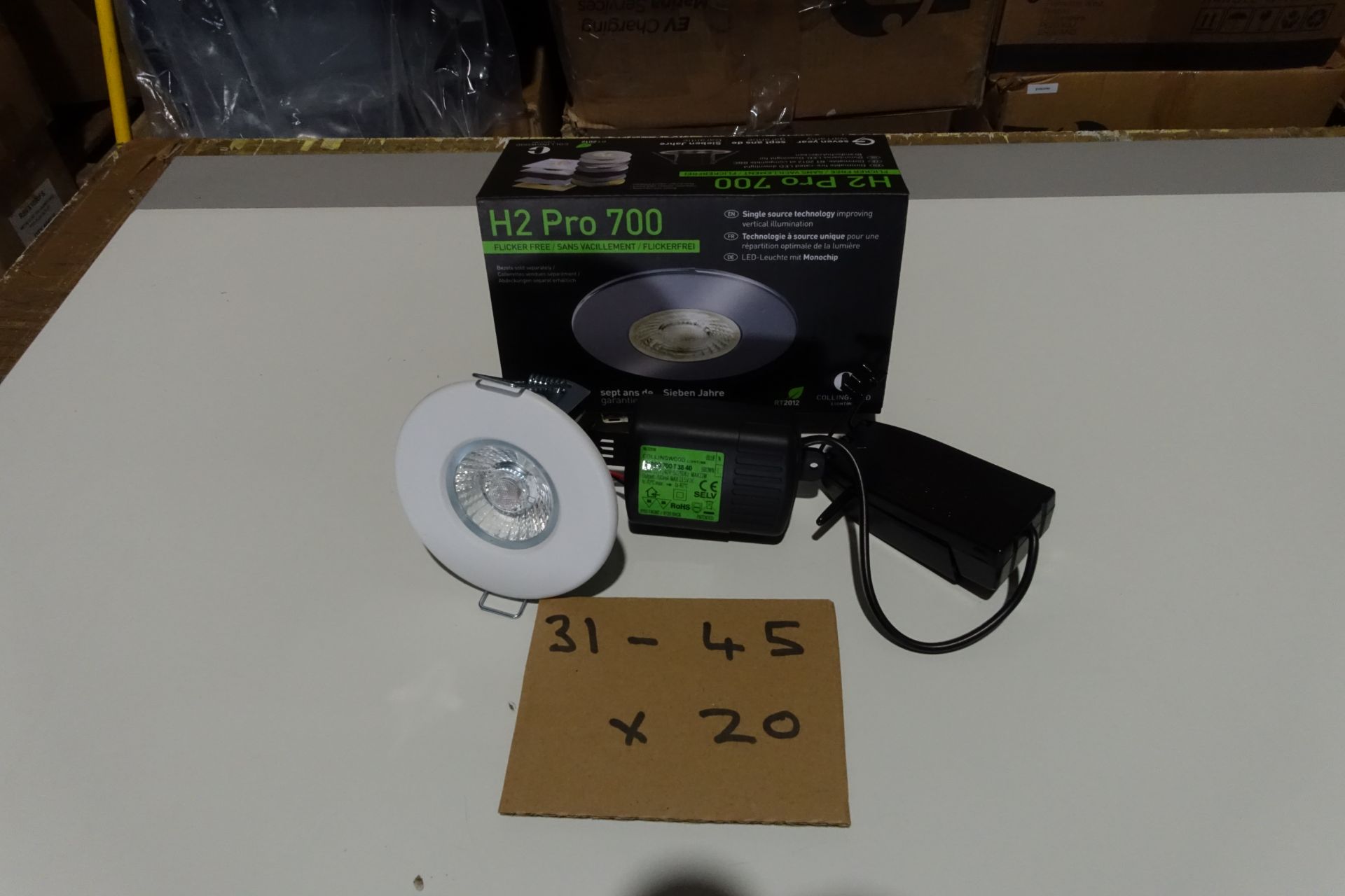 20 x COLLINGWOOD AF1623QD 11W LED H2 Pro 700 Downlights IP65 Dimmable Fire Rated 2700K C/W Matt