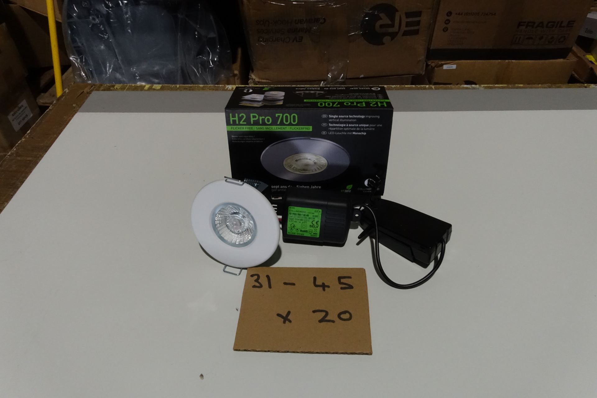 20 x COLLINGWOOD AF1623QD 11W LED H2 Pro 700 Downlights IP65 Dimmable Fire Rated 2700K C/W Matt