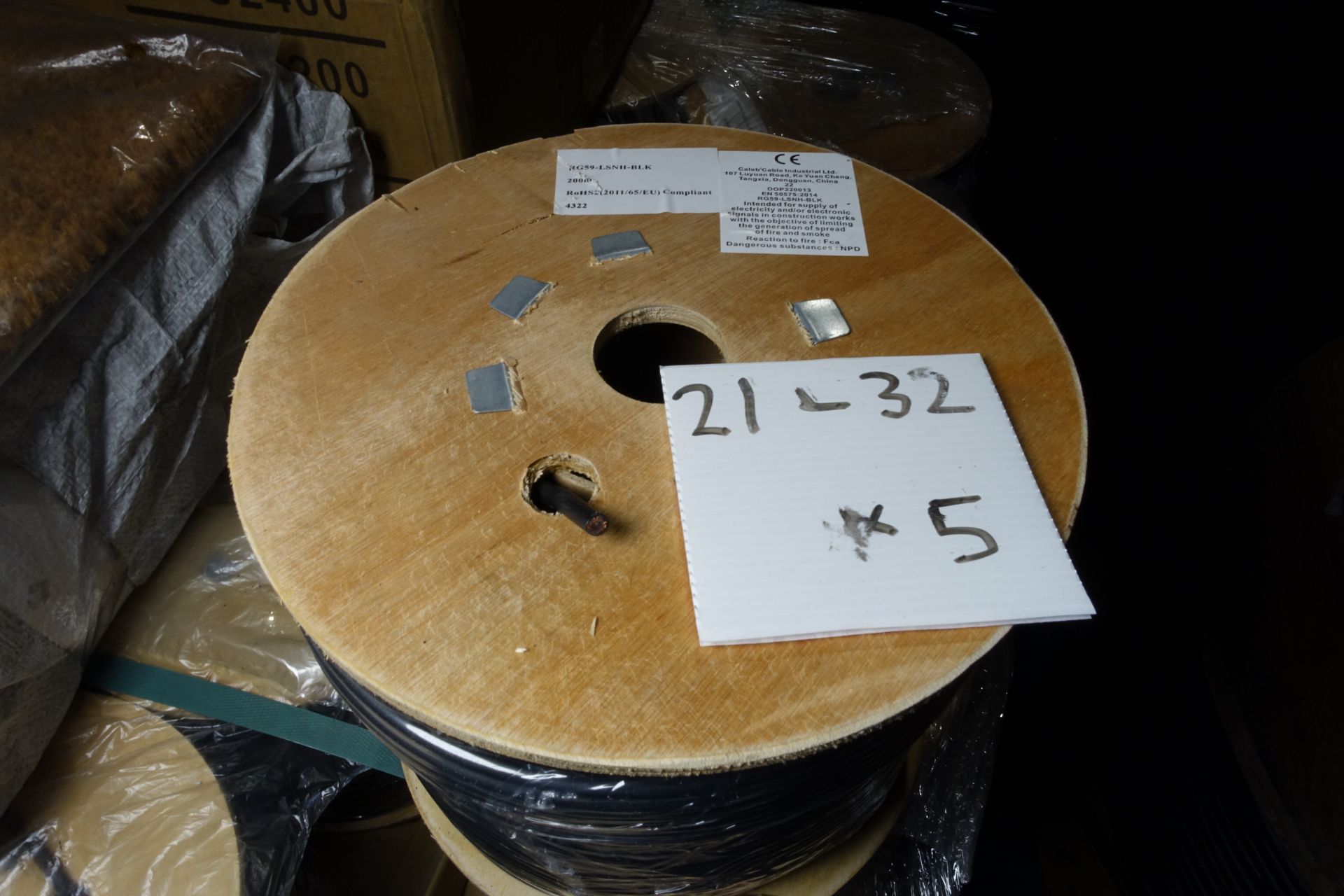 5 x Drums of RG59-LSNH-BLK Coaxil Cable ROH52 (2011/65/EH) Compliant 200 MTRS Per Drum