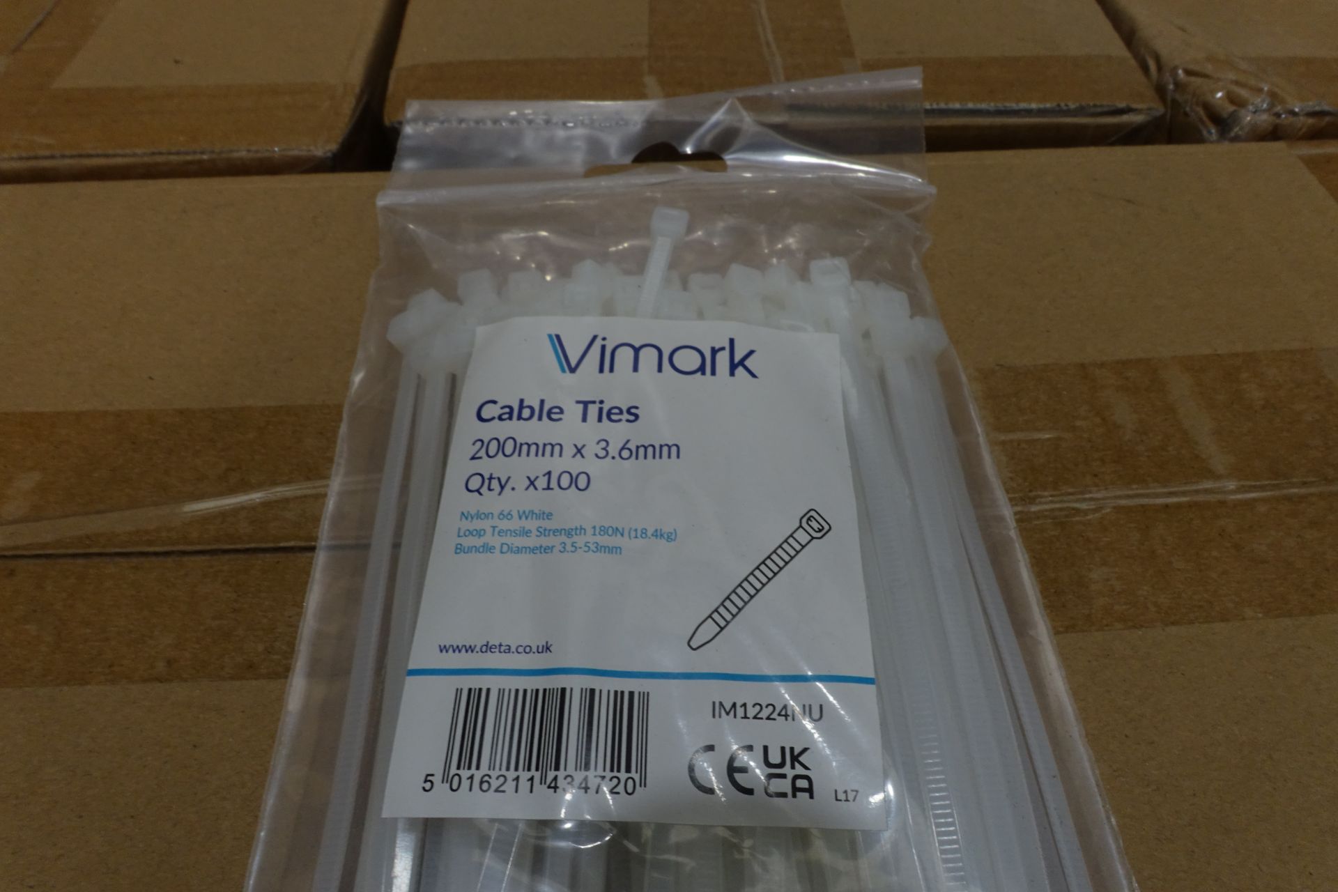 150 x Packs of Vimark IM1224NU Cable Ties 200mm x 3.6mm 100 Per Pack Neutral