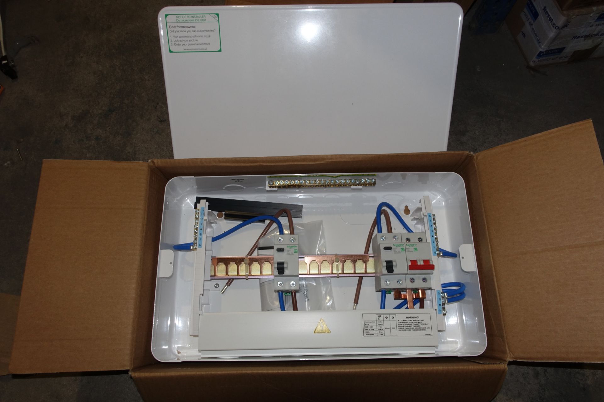 4 x SCHENEIDER EZ9ER6R6MCU 6 + 6 Way Split Load Metal Consumer Units C/W 100A Switch + 2 x 63A RCD'