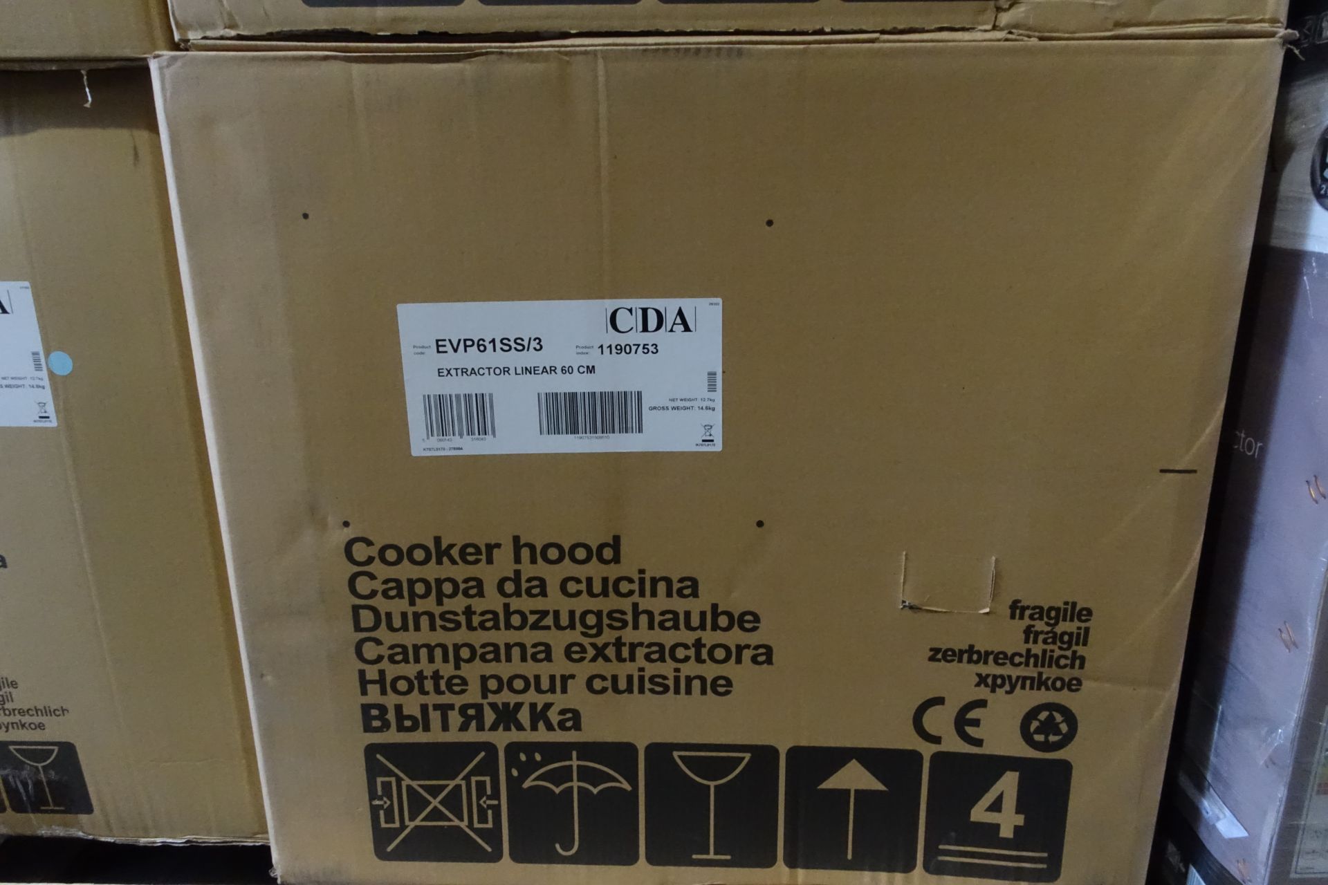 1 x CDA EVP61SS Stainless Steel Cooker Hood 600mm