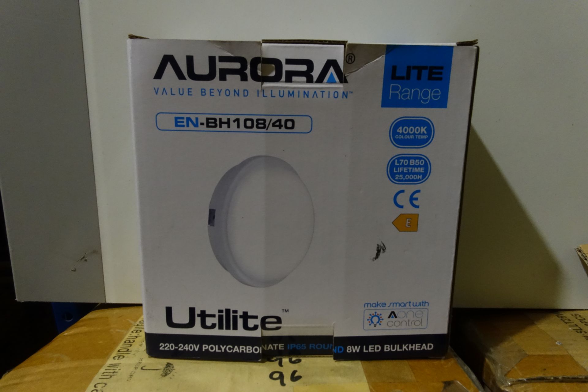 20 x AURORA BH108/40 8W LED Round Bulkheads IP65 4000K White Finish