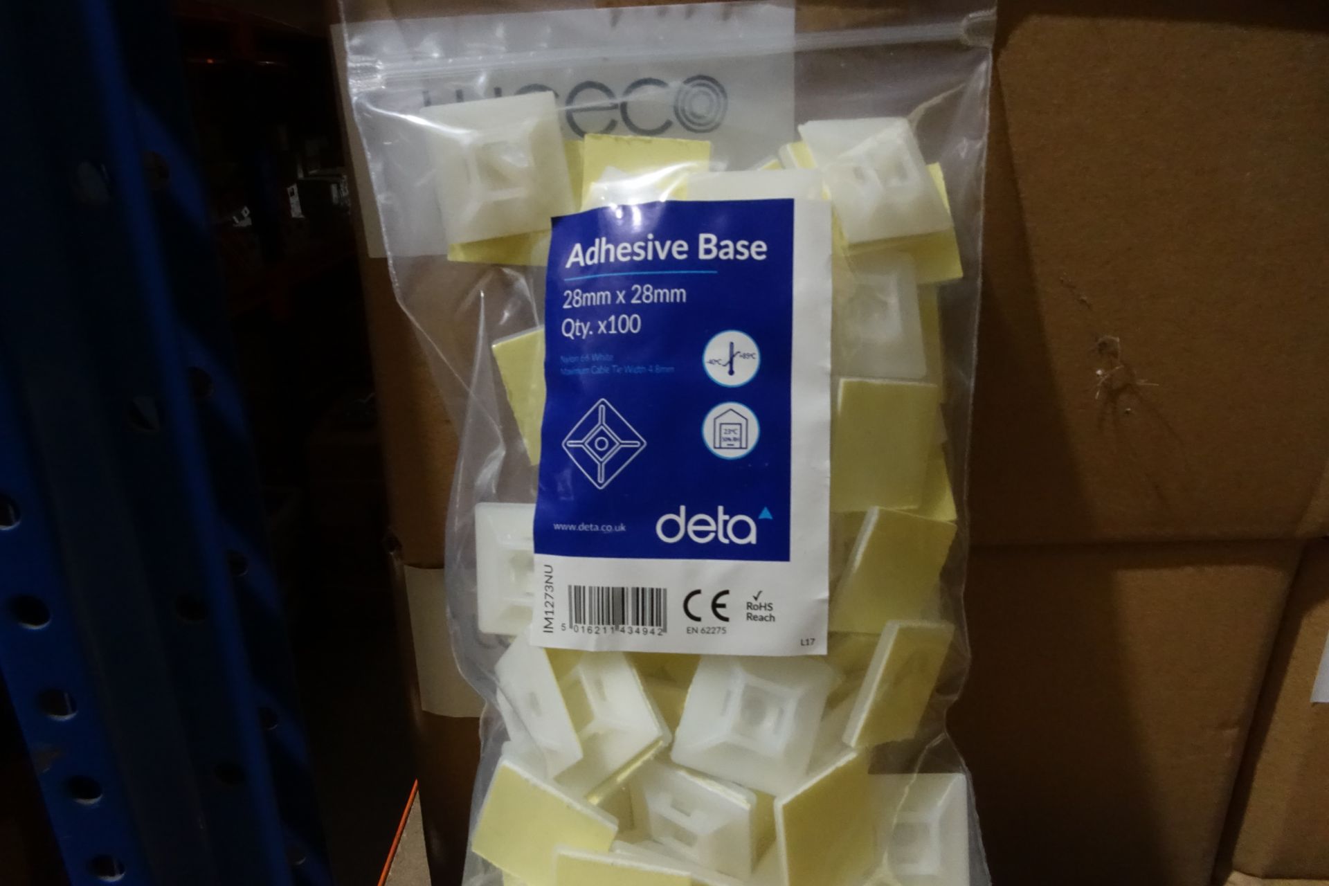 60 x Packs of DETA IM1273NU Adhesive Base Pads 28mm x 28mm 100 per pack Neutral