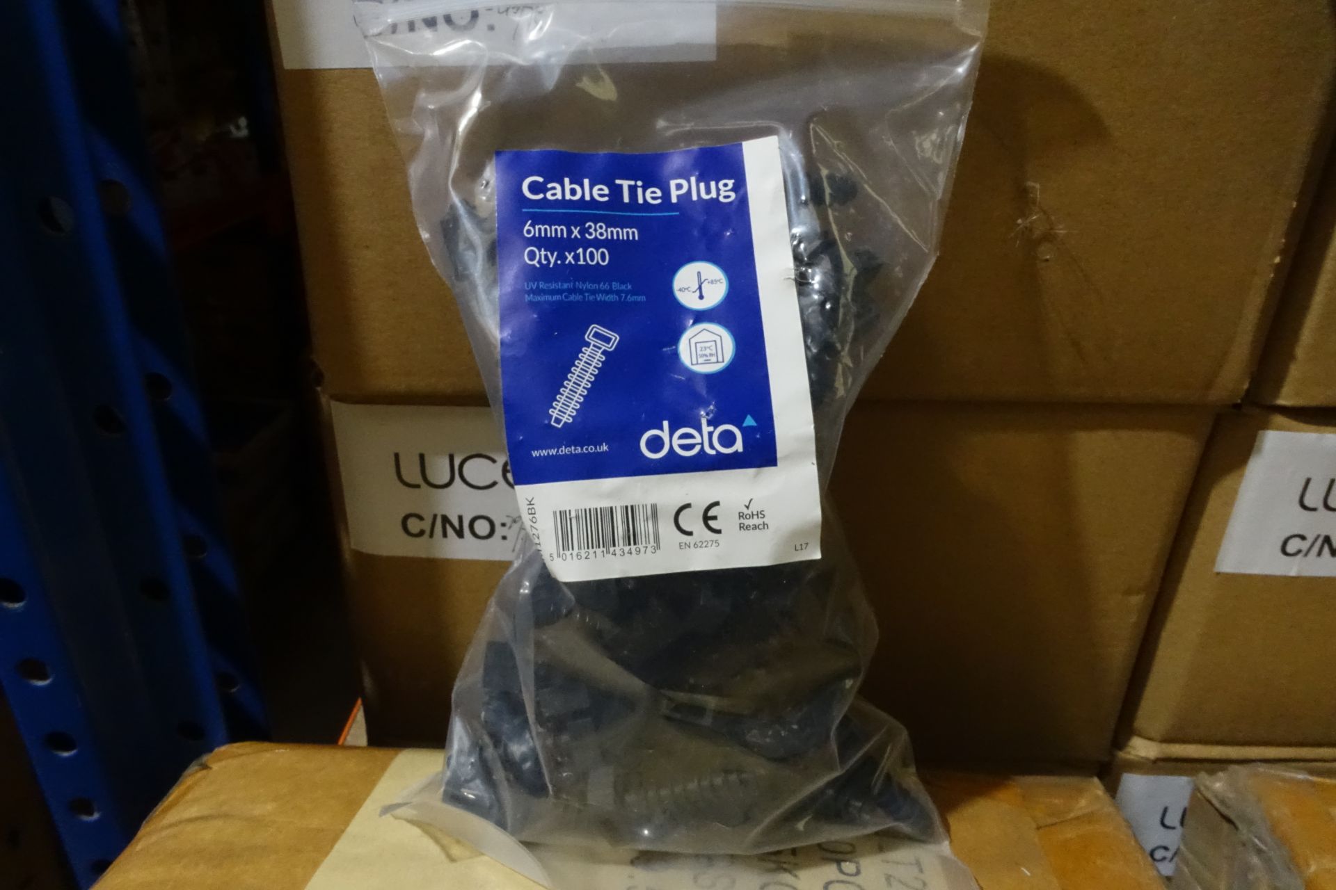 60 x Pack's of DETA IM1276BK Cable Tie Plugs 6mm x 38mm 100 per Pack Black