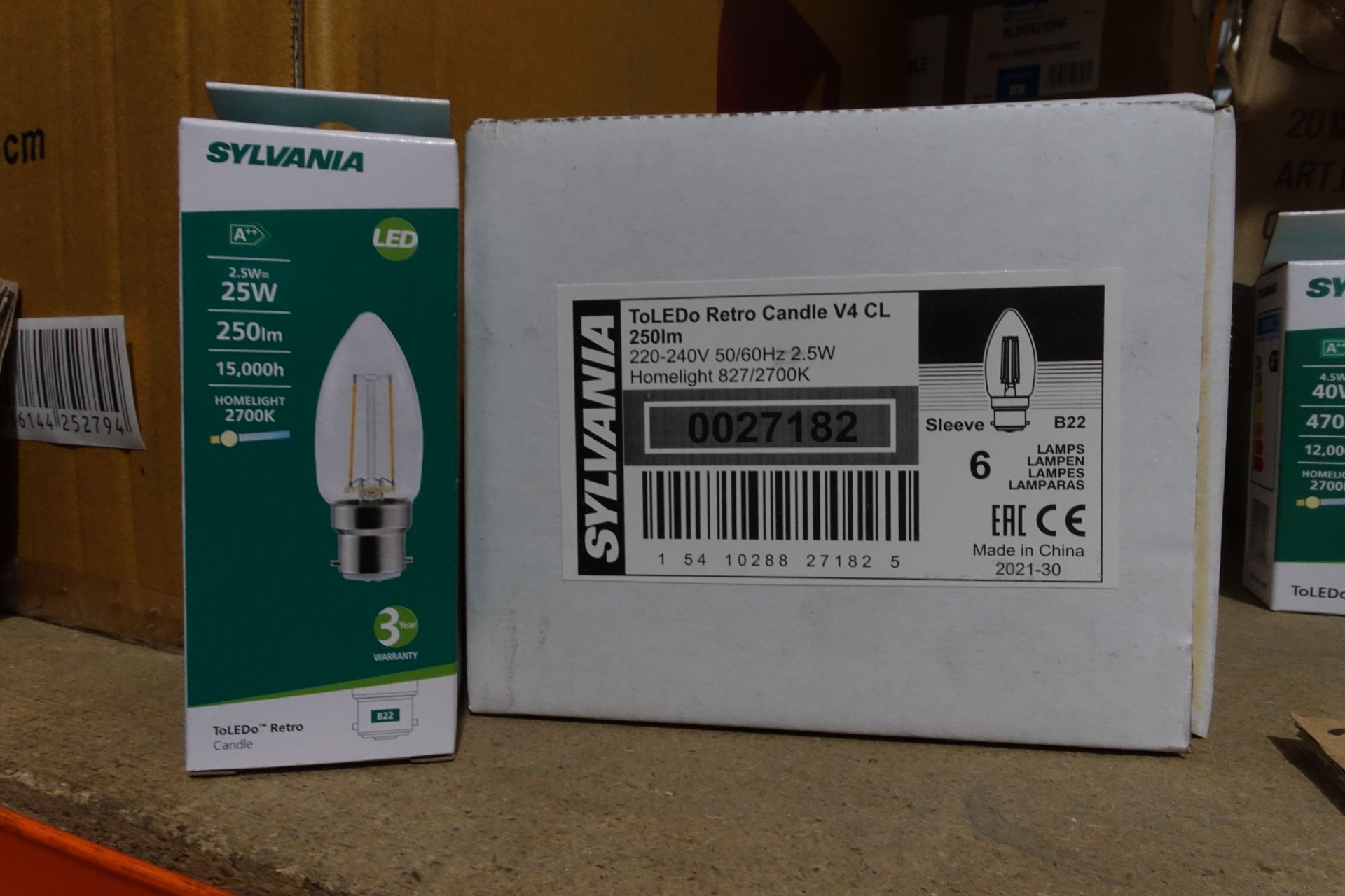 120 x SYLVANIA 0027182 2.5W LED RETRO Candle Lamps B22 Fitting