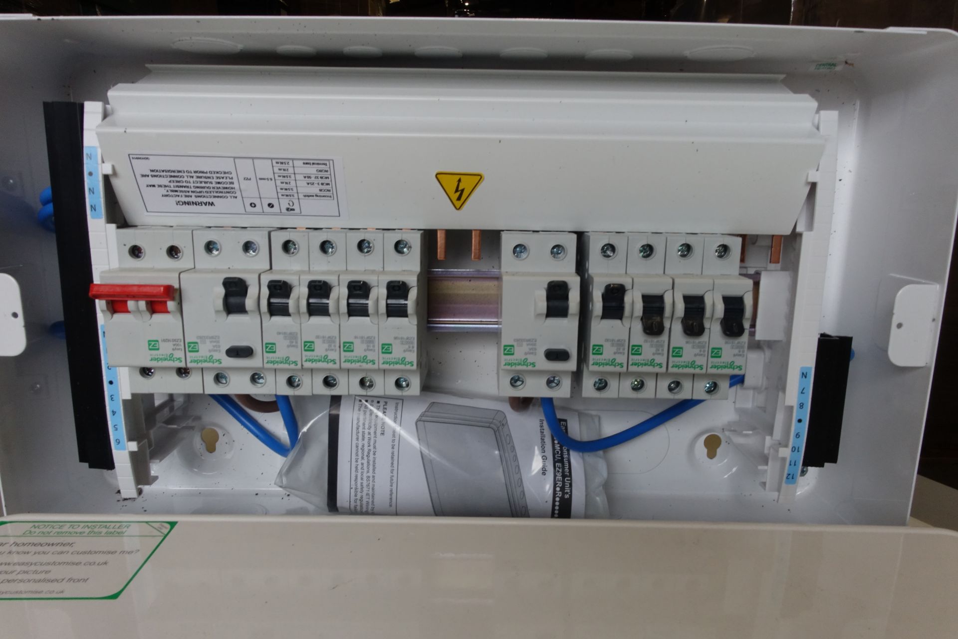 4 x SCHNEIDER EZ9ER6RMRE 6 + 6 Way Split Load Populated Metal Consumer Units C/W 1 x 100A Switch + 2