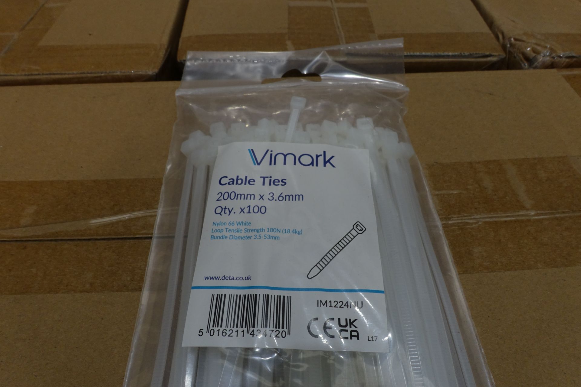 150 x Packs of Vimark IM1224NU Cable Ties 200mm x 3.6mm 100 Per Pack Neutral