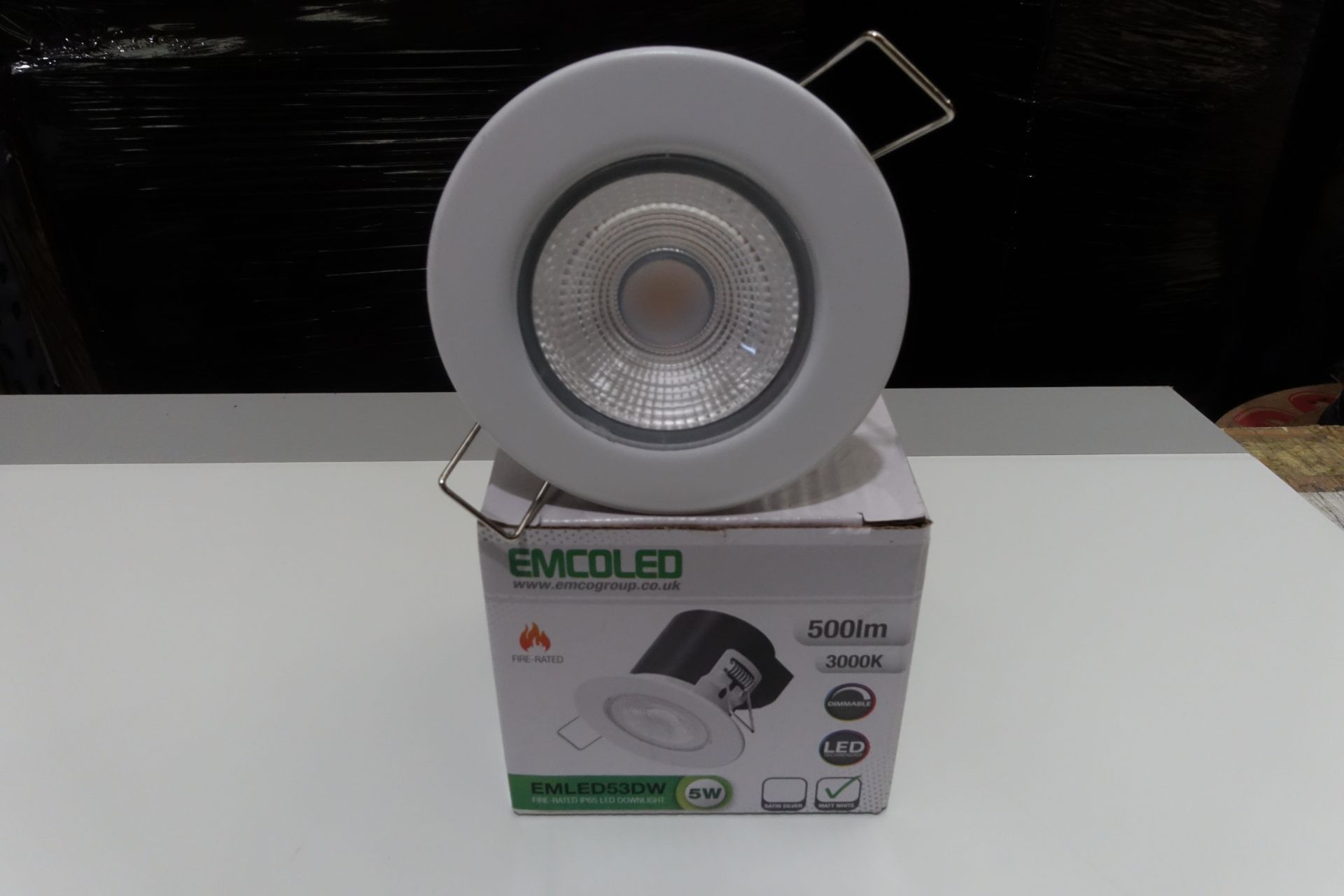 20 x EMCOLED 53W 5W LED Downlight 4000K IP65 Fire Rated Matt White Finish