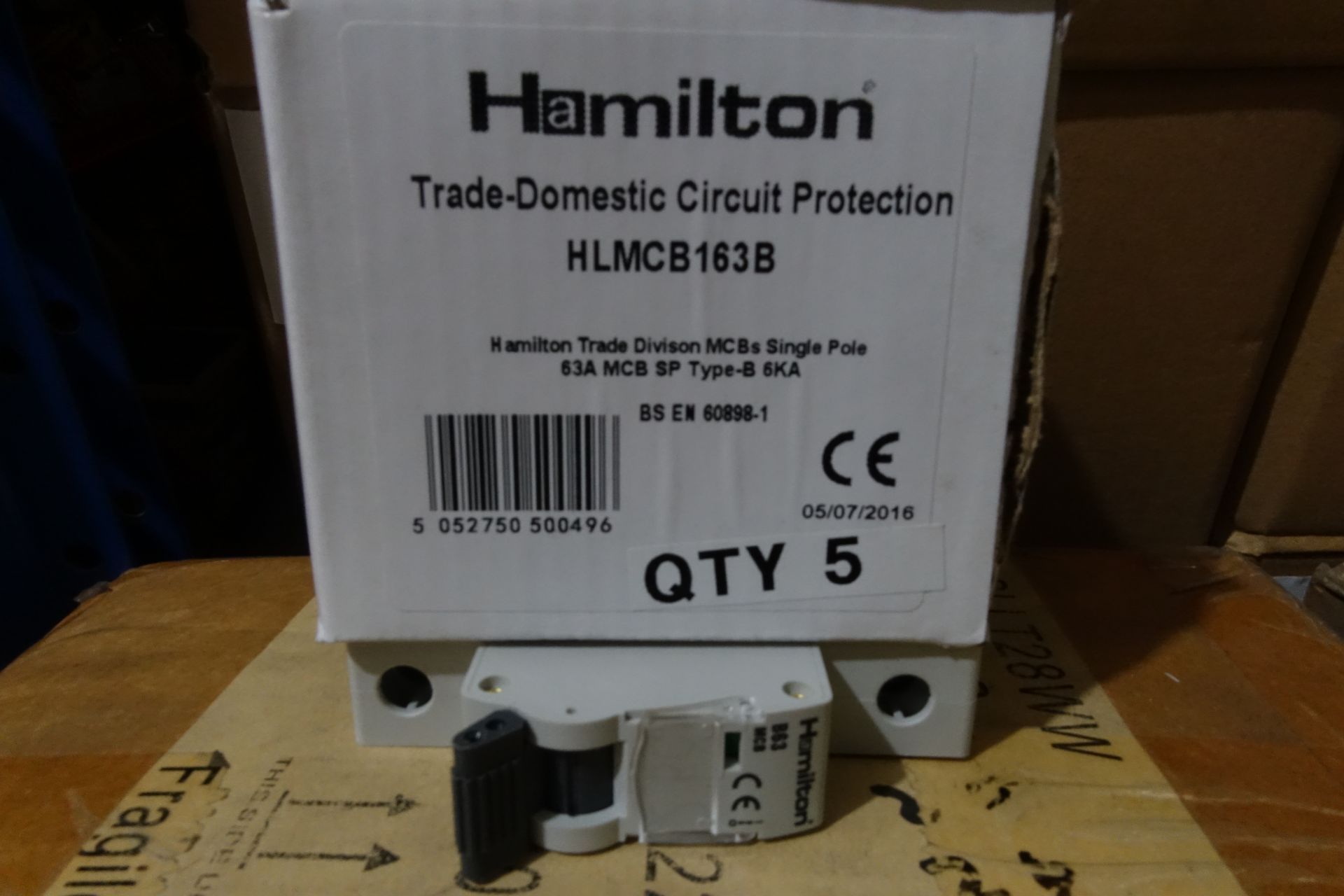 80 x HAMILTON HLMCB163B 63Amp Single Pole MCB's Type B 6kA