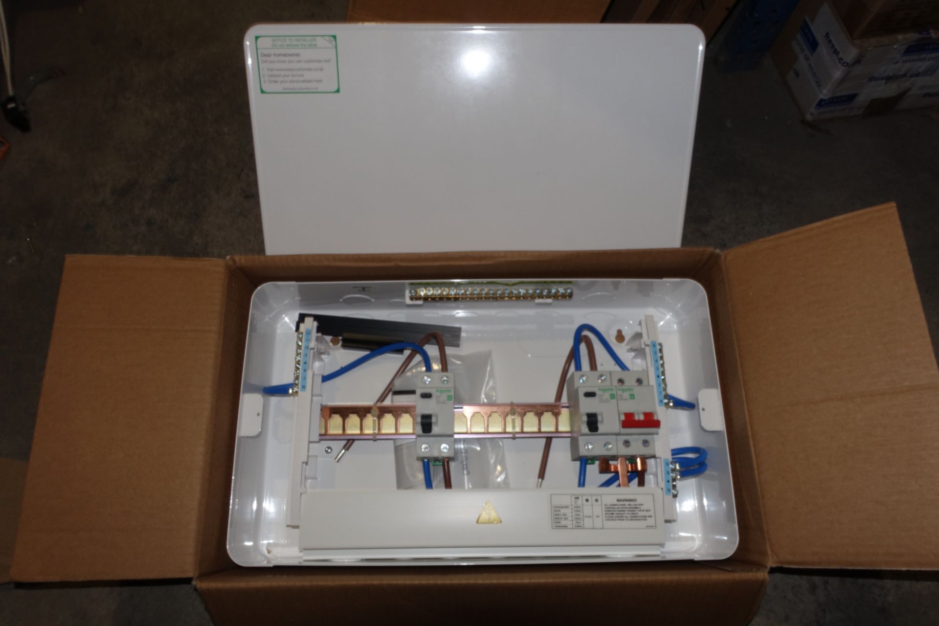 4 x SCHENEIDER EZ9ER6R6MCU 6 + 6 Way Split Load Metal Consumer Units C/W 100A Switch + 2 x 63A RCD'