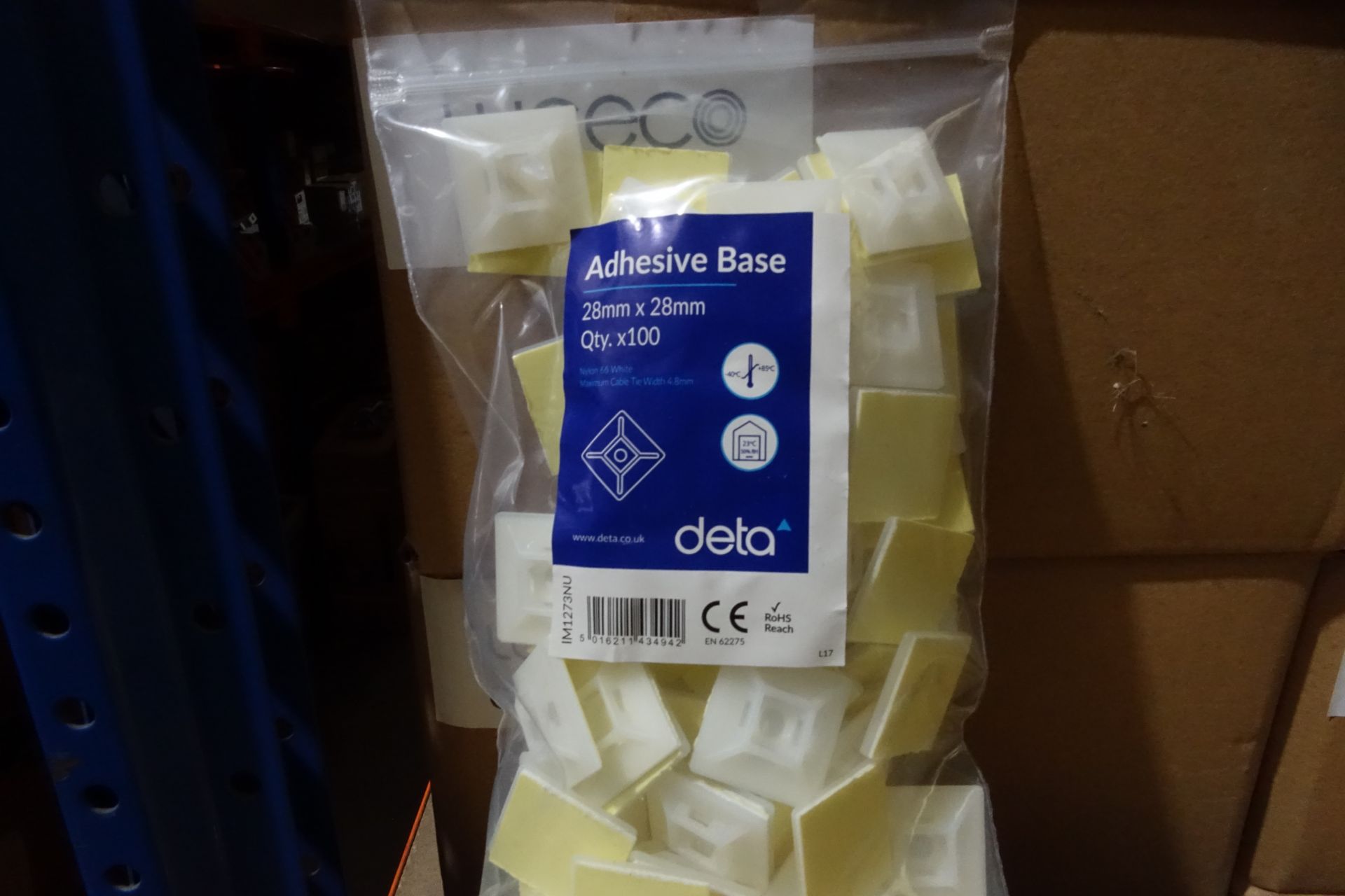 60 x Packs of DETA IM1273NU Adhesive Base Pads 28mm x 28mm 100 per pack Neutral