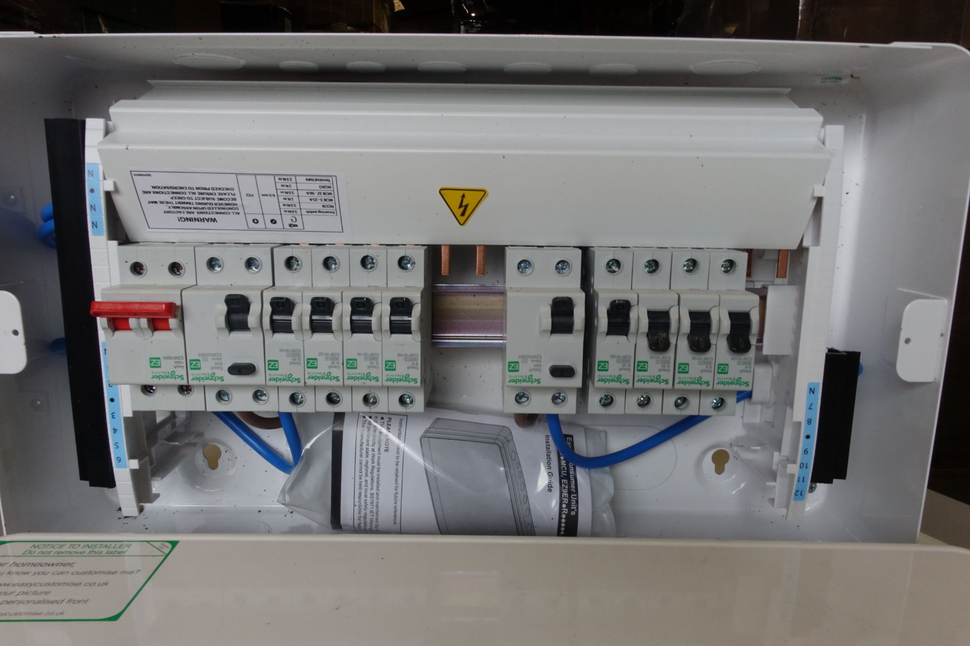 4 x SCHNEIDER EZ9ER6RMRE 6 + 6 Way Split Load Populated Metal Consumer Units C/W 1 x 100A Switch + 2